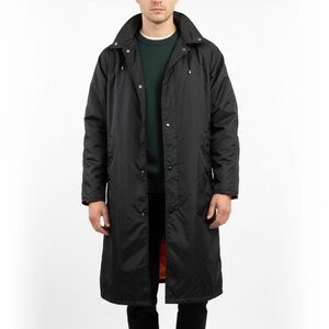 Vintage 1980 RCMP Reversible Black Orange Long Raincoat by Peerless Garments Ltd